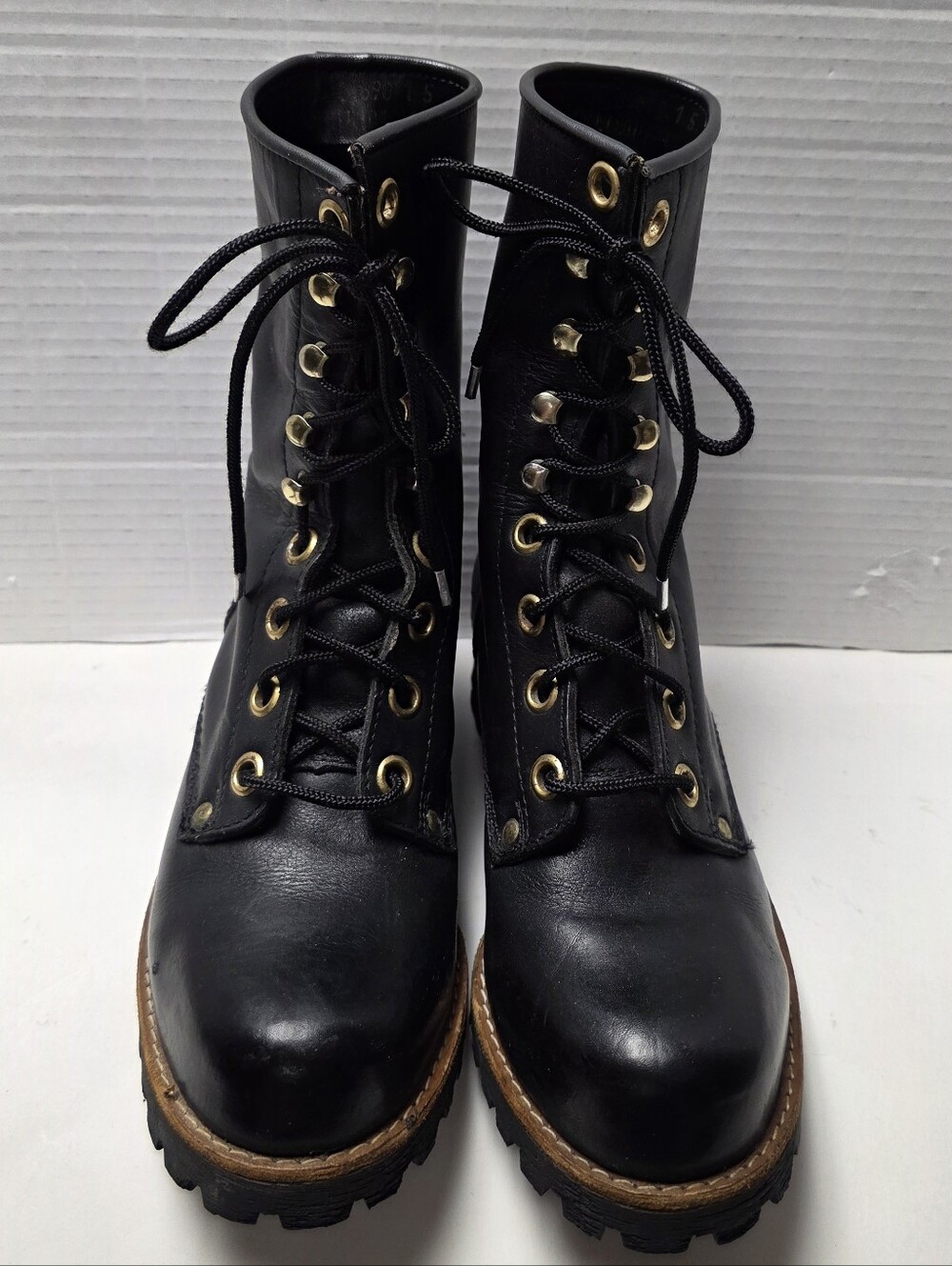 Leather Lace Up Work Boots Sz 8 Made In Romania
